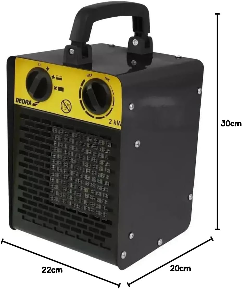 DEDRA Elektrische Heizung Heizfläche 20 m² – Quadratische 2,0 kW, keramisch PTC-Heizelement, für gut