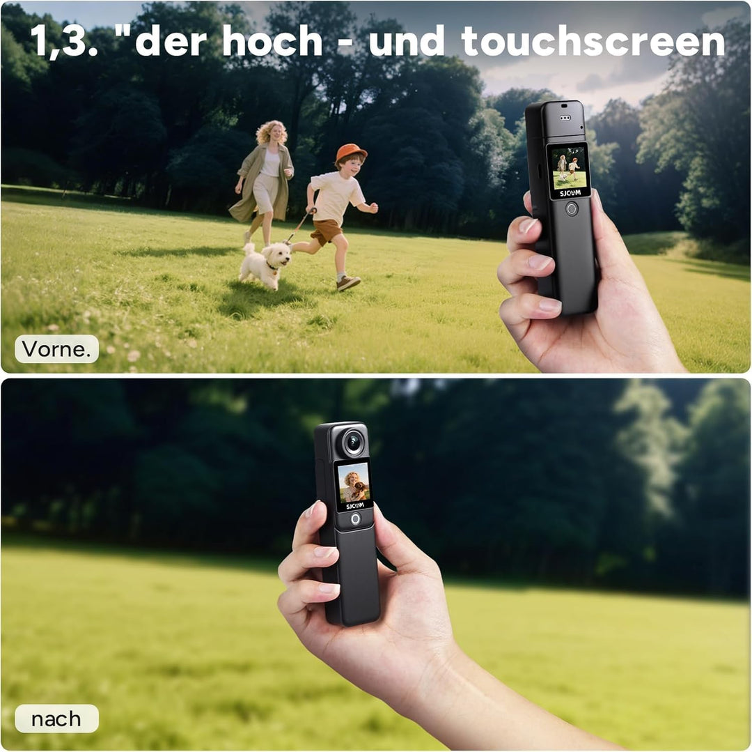 SJCAM C300 Actionkamera 4K, 7 Stunden Akkulaufzeit, 6-Achsen-Stabilisierung, Dual-Touchscreen-Sportk
