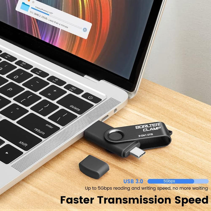 64 GB USB 3.0 Flash-Laufwerk 3 in 1 Foto-Stick für Android-Handys, BORLTER CLAMP OTG Speicherstick m
