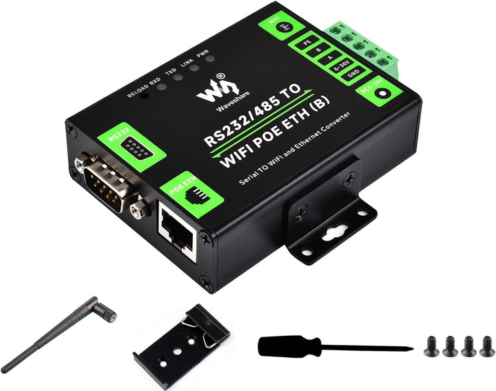 Waveshare RS232/485 to WiFi and RJ45 Ethernet Converter Module with POE Function, Industrial Grade S