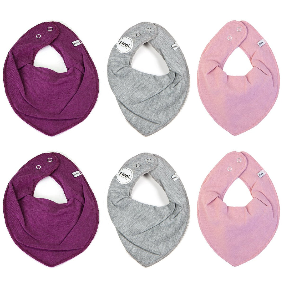 Pippi 6er Pack Baby Mädchen Halstuch, Farbe: Rosa, Grau und Lila, One Size