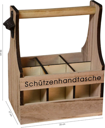 UNUS Home Schützenhandtasche Bier, Flaschenträger aus Holz für 6 Flaschen, Bierträger mit Flaschenöf