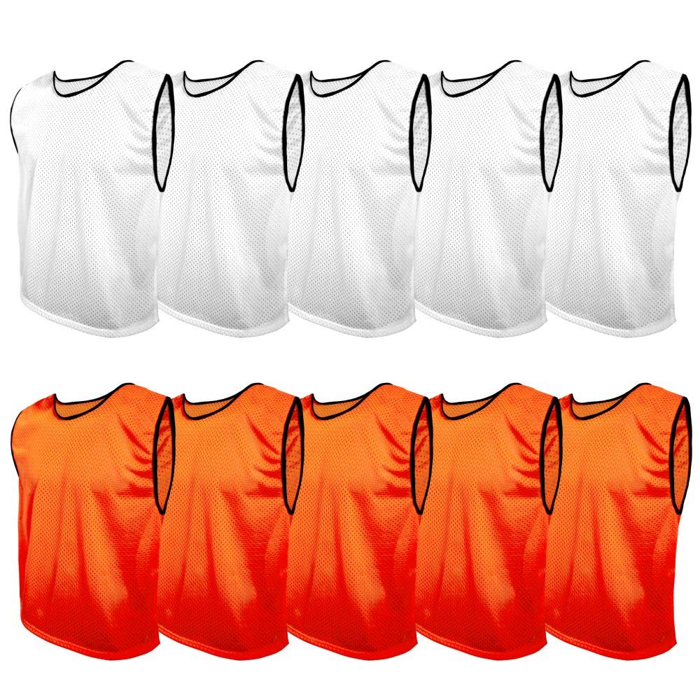 SPORTSBIBS Fussball Leibchen Set 10 Stück: 2 Farben - 5 von jeder Farbe, für Kinder und Erwachsene,