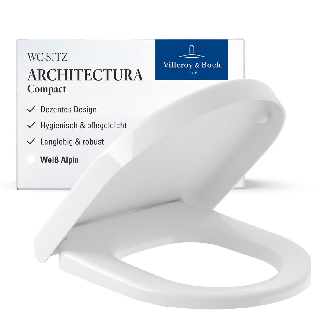 Villeroy & Boch WC-Sitz Architectura Compact - Toilettendeckel Weiss glänzend aus robustem Duroplast