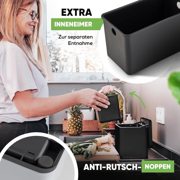 equipps Bio Mülleimer 3L | Komposteimer Küche für Bio Müll & Co | Mülleimer mit Geruchsfilter | Komp