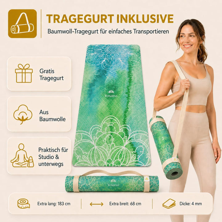 Yogamatte aus Naturkautschuk I Hot Yoga Mikrofaser Matte I Bikram Yogamatte Maschinenwaschbar I Ying