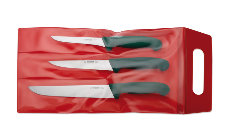 Fleischermesser Set 3-tlg. – Profi Metzgermesser-Satz (Schlachtmesser 24 cm, Ausbeinmesser 13 cm, St