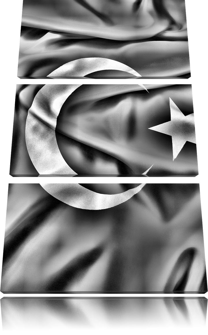 Pixxprint Turkey Flag, Türkei Flagge als Leinwandbild/Grösse: 3 Teilig (120x80 cm) cm/Wandbild/Kunst