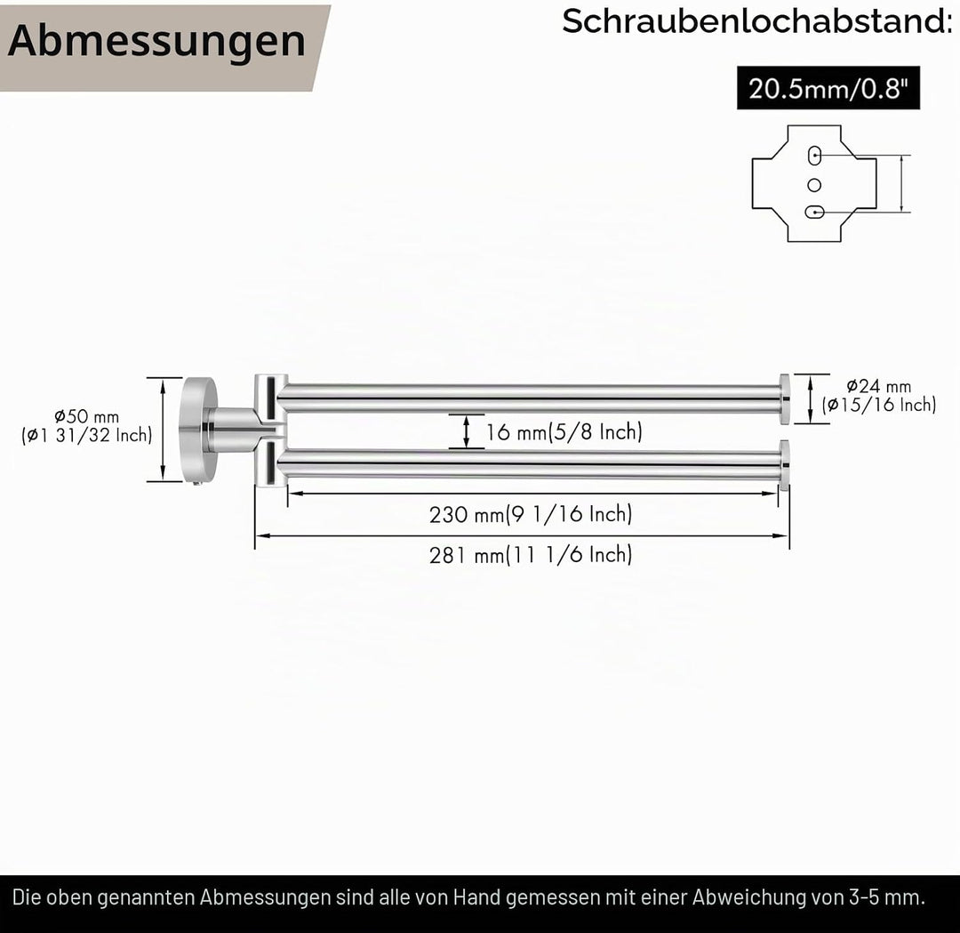 KES Handtuchhalter Schwenkbar Geschirrtuchhalter Küche Zweiarmig Handtuchstange Edelstahl SUS304 Han