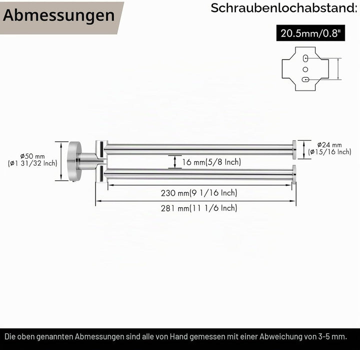 KES Handtuchhalter Schwenkbar Geschirrtuchhalter Küche Zweiarmig Handtuchstange Edelstahl SUS304 Han