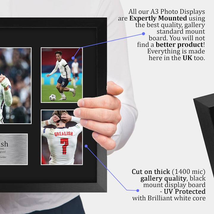 HWC Trading FR A3 Jack Grealish England Geschenke Gedruckt, Signiert Autogramm Bild, Für Fussball-Fa