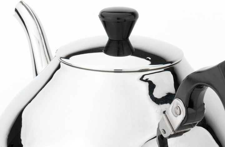 Bredemeijer kleine einwandige Edelstahl Teekanne 1.25 Liter mit schwarzem Griff Single, Single