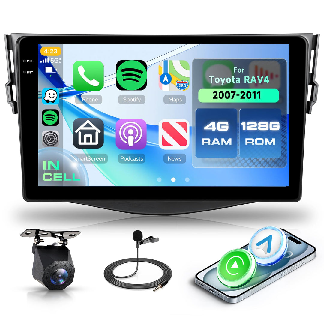4G+128G Rimoody Android Autoradio für Toyota RAV4 2007-2012 9 Zoll HD Wireless Carplay Autoradio mit