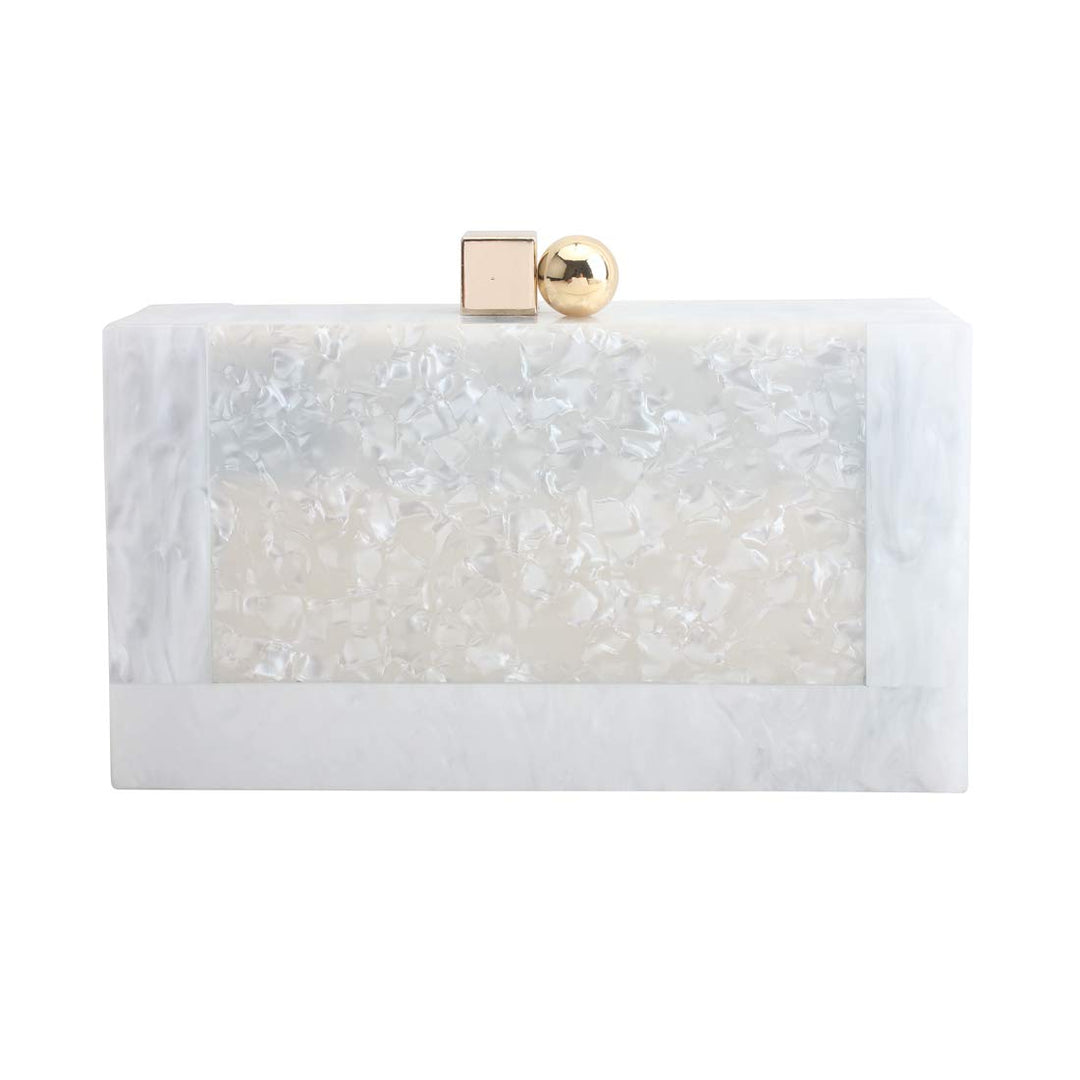 LETODE Acrylic Clutch Bags Purse Perspex Bag Handbags for Women Weiss, Weiss