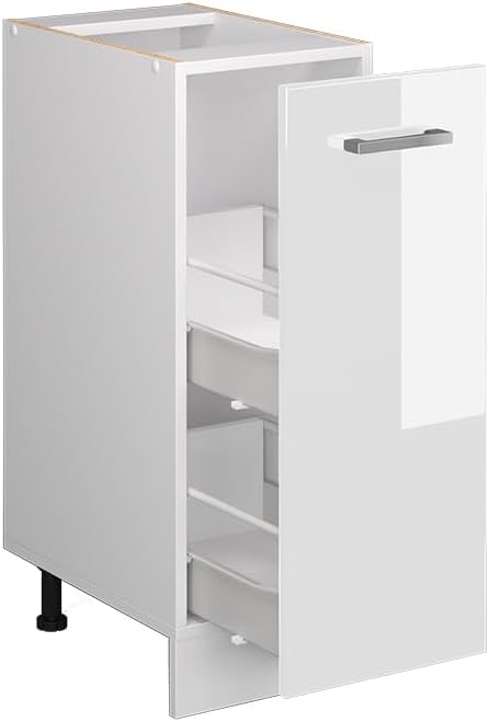 Vicco Apothekerschrank R-Line, Weiss Hochglanz/Weiss, 30 cm ohne Arbeitsplatte Weiss Hochglanz Apoth