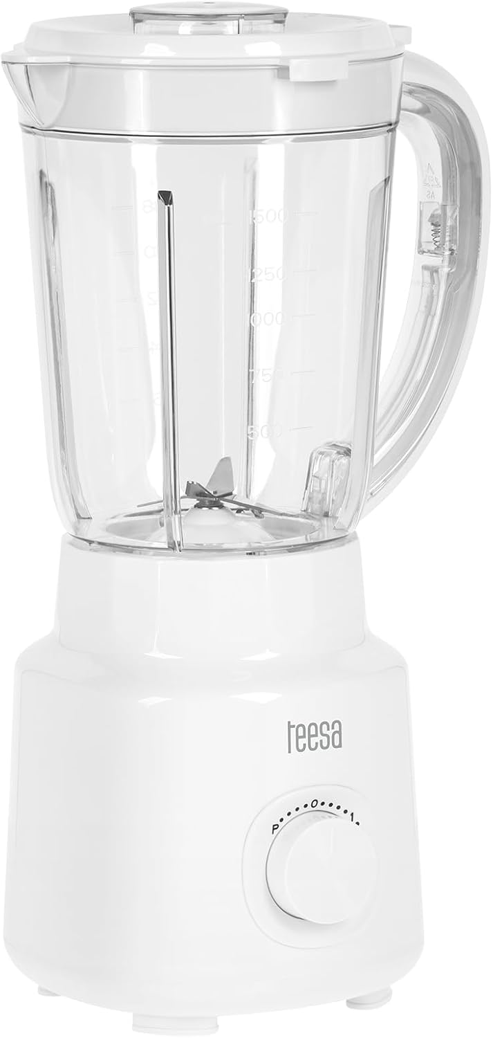 Kraftvoller Teesa TSA3542W Standmixer 500W 1,5L BPA-frei, Schwarz, einfache Reinigung, Weiss 37.5 cm