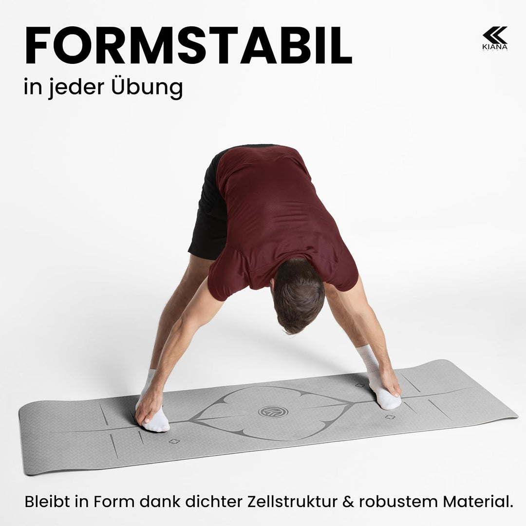 Yoga Matte – Rutschfeste Sportmatte in Deutschland entwickelt – 2 Komfort-Dicken – Formstabile Yogam