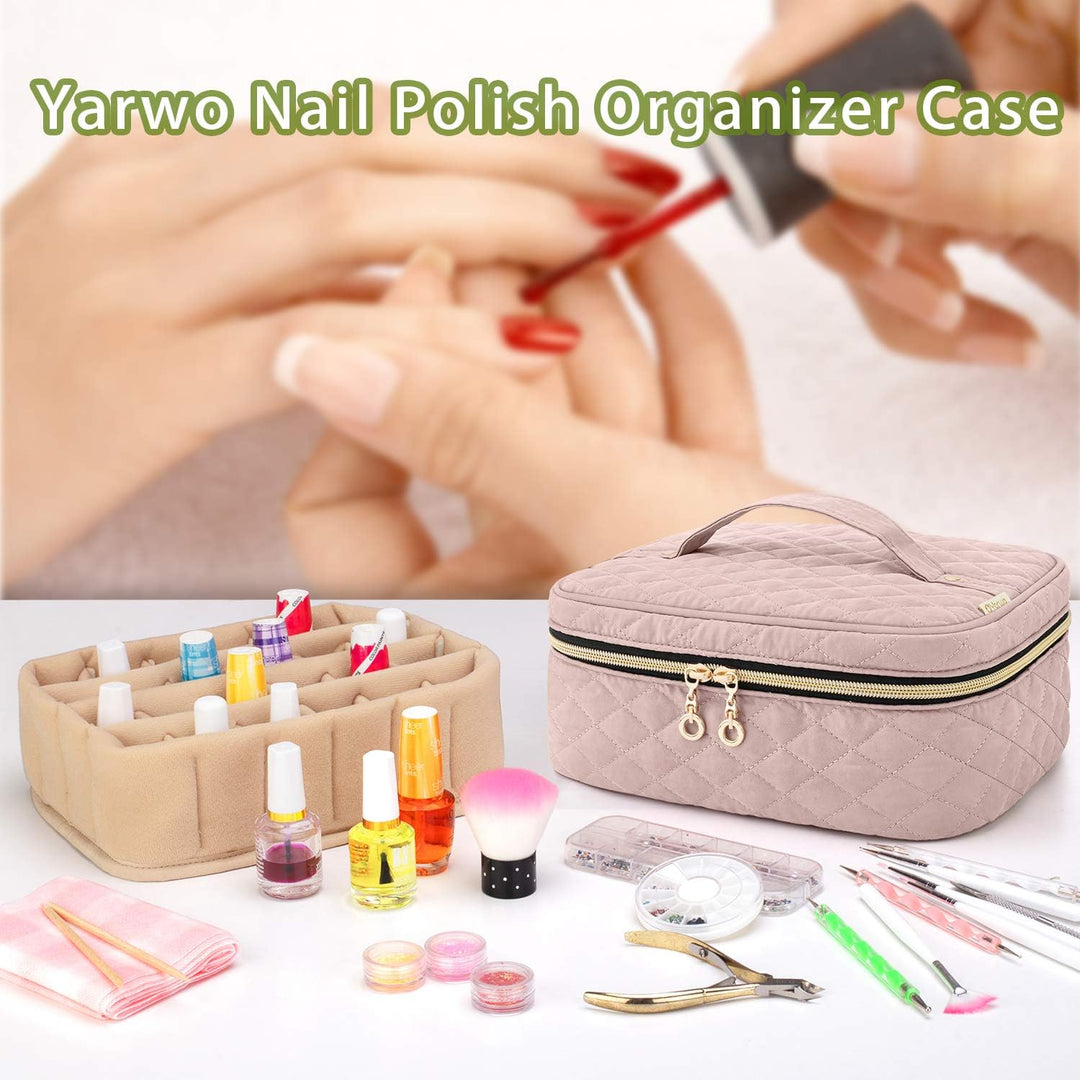 Yarwo Nagellack Tasche Organizer, Nagellack Aufbewahrungsbox für 24 Flaschen Nagellack (bis zu 15ml)