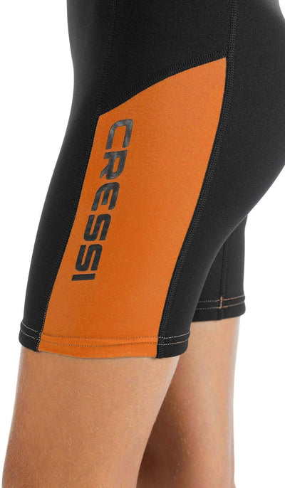 Cressi Little Shark Jr Shorty 2mm Neoprenanzug für Kinder Schwarz/Orange 11/12 Jahre Kurzarm, Schwar