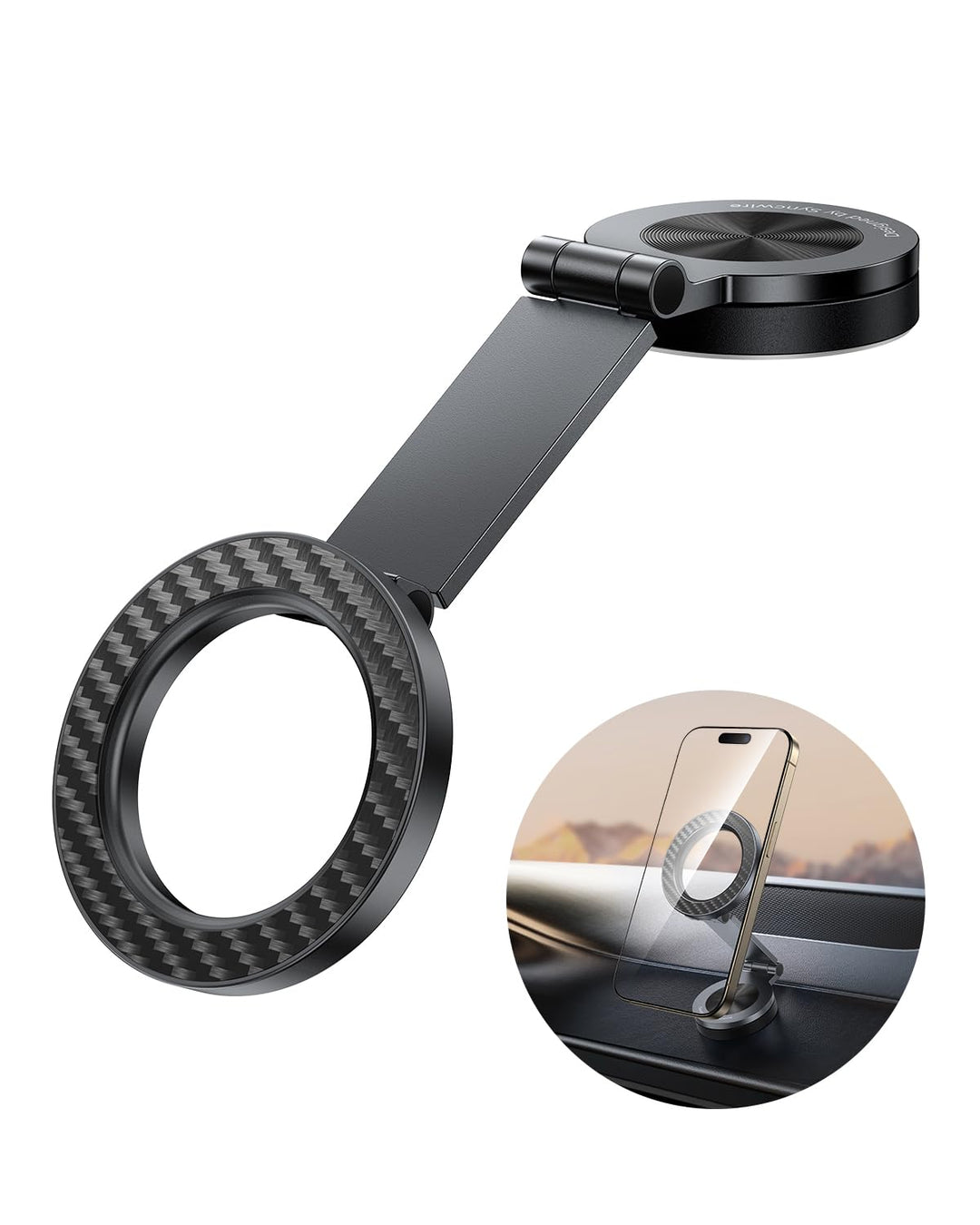SYNCWIRE Handyhalterung Auto für MagSafe, [360°-Drehung&Faltbar] Magnetischer Telefonhalter das Auto