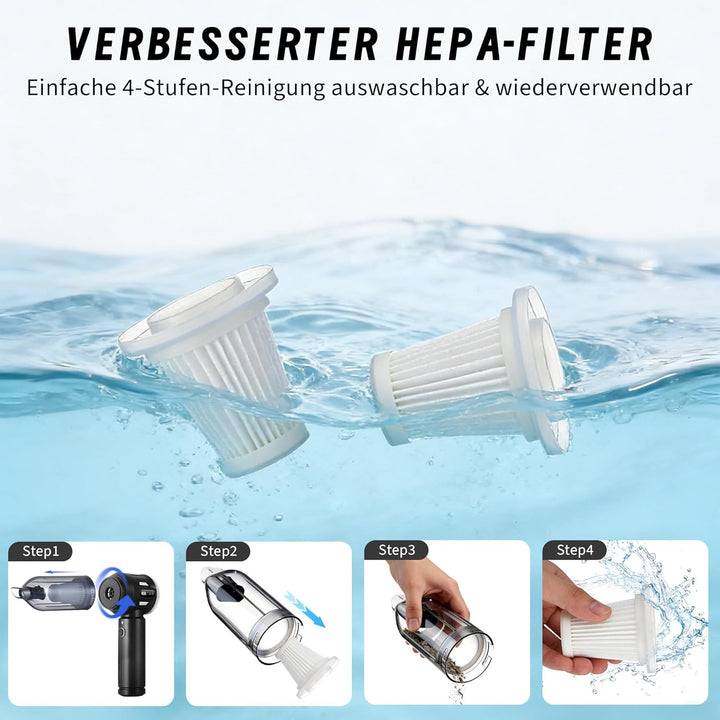 Citybee Handstaubsauger Akku Mini Staubsauger Kabellos - 25000Pa Handstaubsauger Stark 4 in 1 Autost