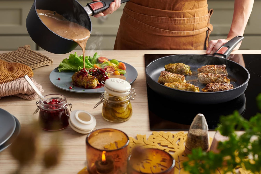 Woll Diamond Lite Flachpfanne, Ø 28 cm, 5 cm hoch, mit abnehmbarem Stiel - Geeignet für Ceran, Gas,