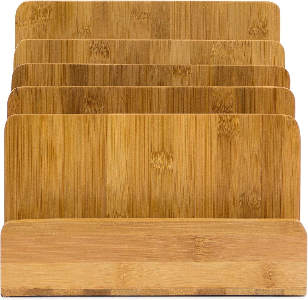 Relaxdays Dokumentenhalter Bambus, 5 Fächer, Prospekte, Zeitschriften, Briefablage, HBT: ca. 23 x 24