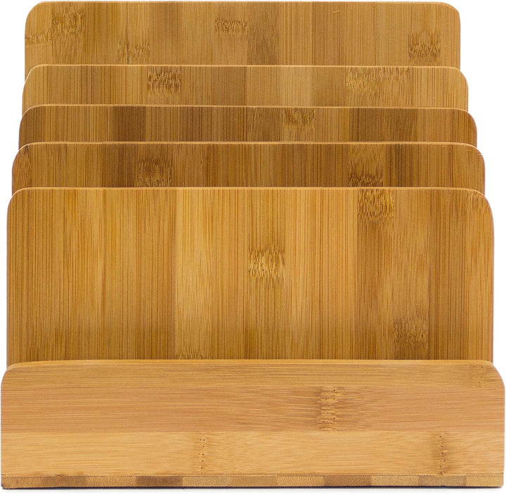 Relaxdays Dokumentenhalter Bambus, 5 Fächer, Prospekte, Zeitschriften, Briefablage, HBT: ca. 23 x 24