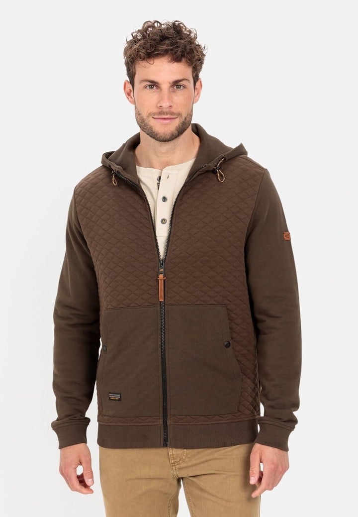 camel active Herren Gesteppte Sweatjacke mit Kapuze XXL Braun, XXL Braun