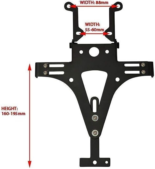 Hochwertig Schwarz Universal Verstellbar Motorrad Kennzeichenhalter Kennzeichen Nummernschild Halter