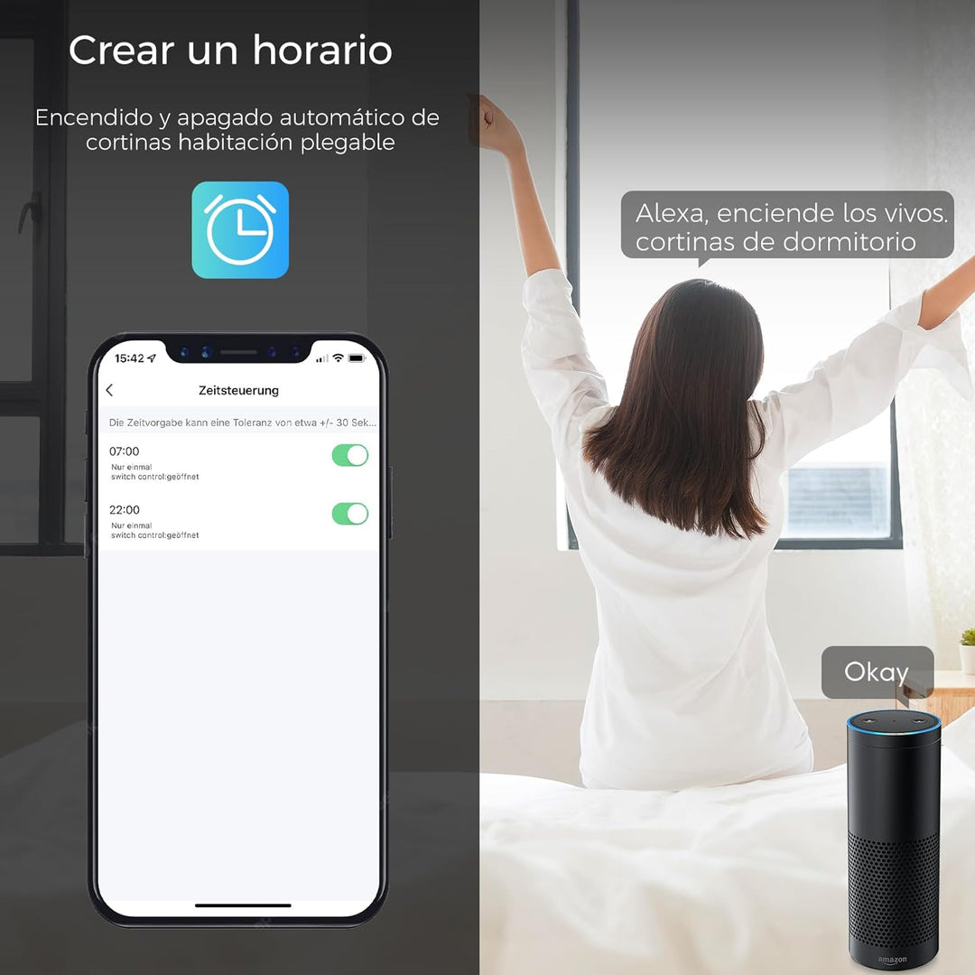 WLAN Rolladenschalter,Kompatibel Rolladen Zeitschaltuhr mit Alexa & Google Home，Vorhang Jalousien Sc