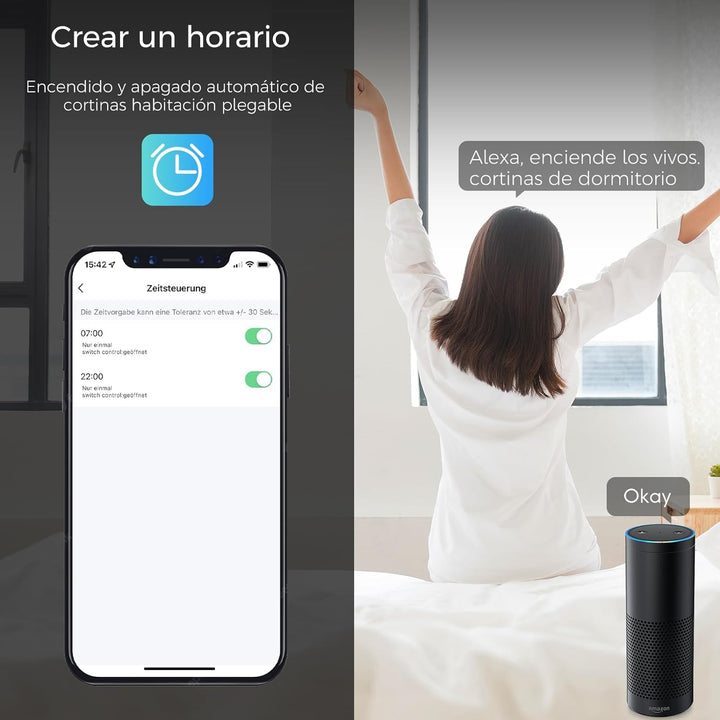 WLAN Rolladenschalter,Kompatibel Rolladen Zeitschaltuhr mit Alexa & Google Home，Vorhang Jalousien Sc