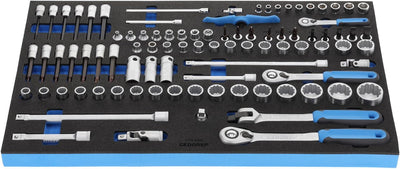 GEDORE Steckschlüssel-Satz 1/4'-3/8'-1/2' in Check-Tool-Modul, 91-tlg, 1 Stück, 2005 CT4-U-20