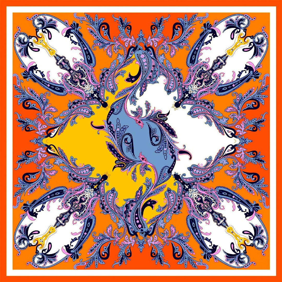 Lorenzo Cana Luxus Damen Seidentuch aufwändig bedruckt Tuch 100% Seide 90 cm x 90 cm harmonische Far