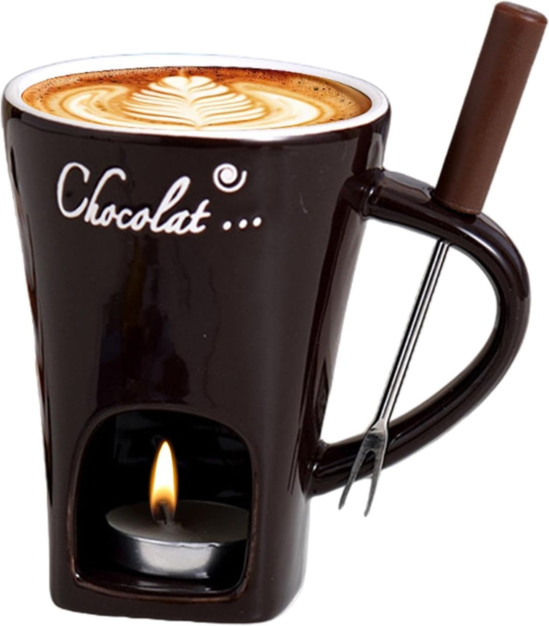 Generisch Schokofondue Tasse, Schoko Fondueset, Keramik-Schokoladen-Fondue-Kaffeetasse Mit Gabeln, S