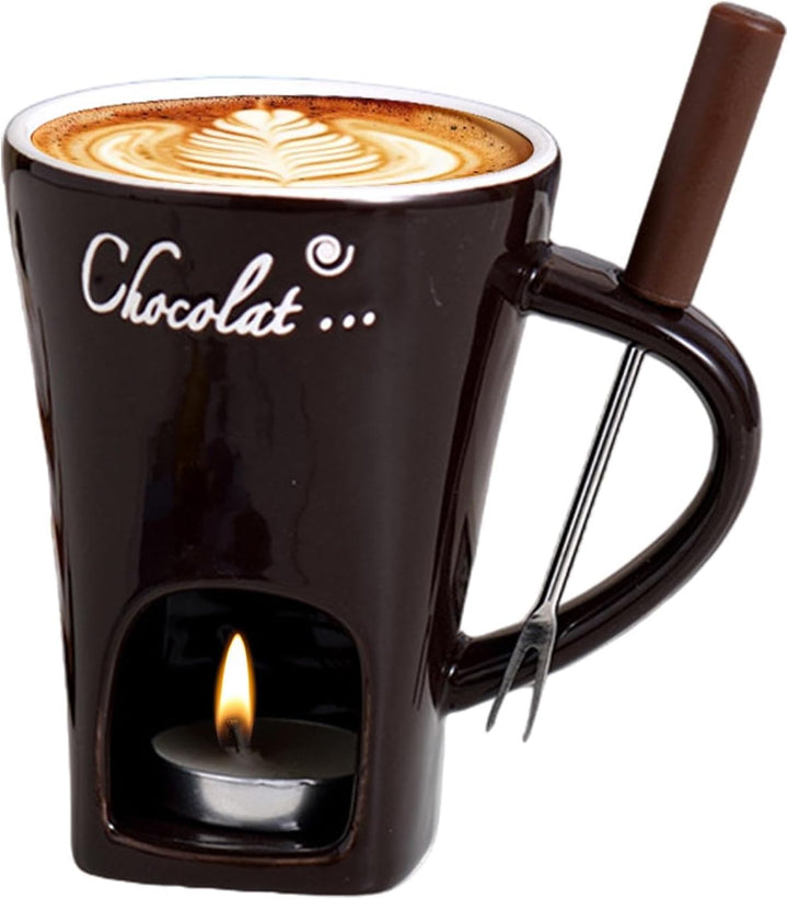 Generisch Schokofondue Tasse, Schoko Fondueset, Keramik-Schokoladen-Fondue-Kaffeetasse Mit Gabeln, S