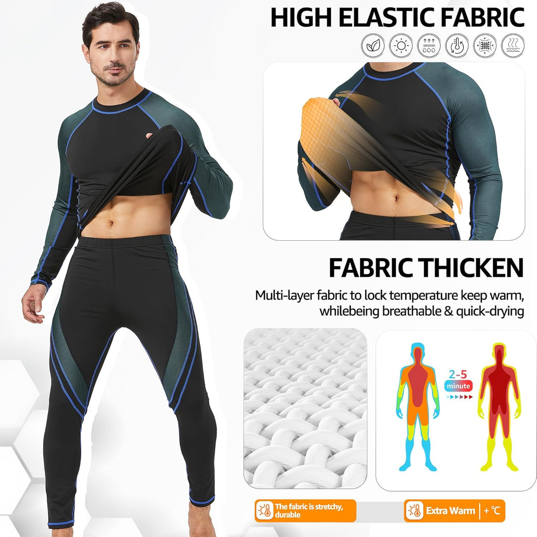 UNIQUEBELLA Thermo Unterwäsche Set, Funktionswäsche Herren Skiunterwäsche Winter Suit Ski Thermo-Unt