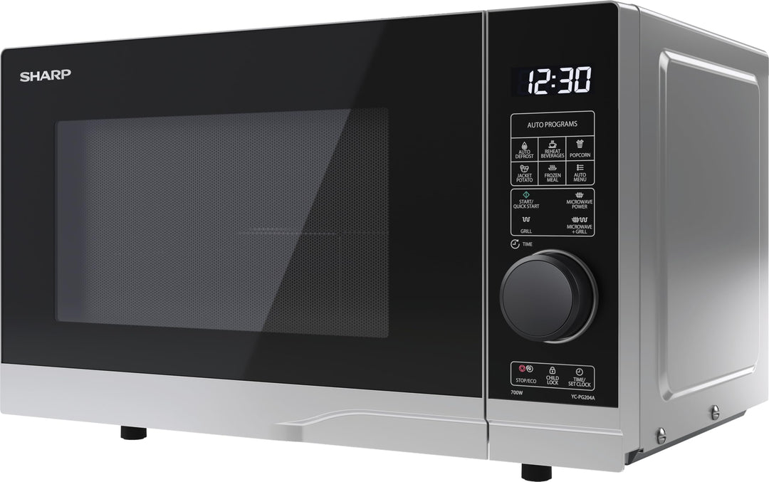 SHARP PG204AES Mikrowelle mit Grill (Mikrowelle: 700W, Grill: 900W, 10 Leistungsstufen, Auftaufunkti
