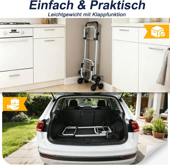 3in1 Klappbarer Einkaufstrolley 56L | Einkaufsroller mit Umhängetasche & Sackkarre | Einkaufswagen B