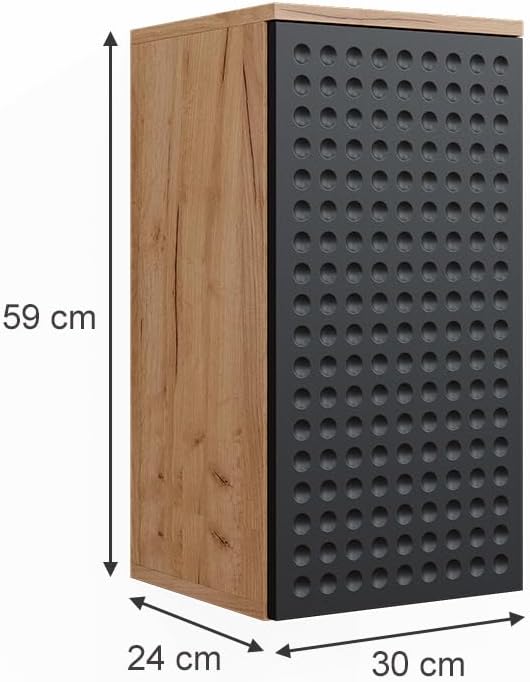 Vicco Badschrank Anthrazit gepunktet Irma 30x59x24 cm - hängender Badezimmerschrank, Praktisch für K