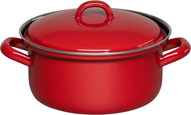 Riess, 0127-020, Kasserolle mit Deckel 14cm, 0.75L, Classic, COLOR ROT, LBH 20,3 x 15,9 x 11,5cm, Ge