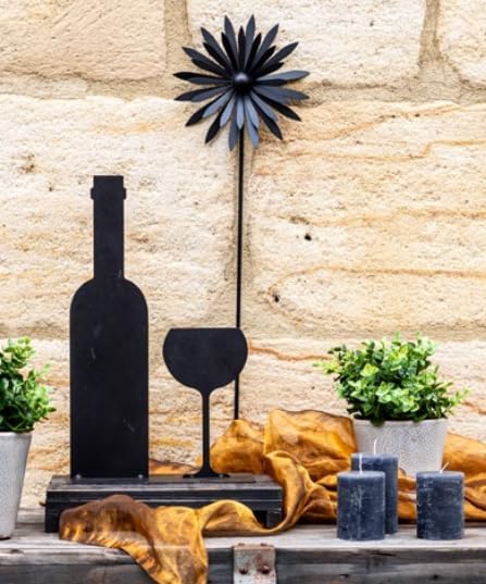 Generisch NEU !! Vinothek ca. 40 cm hoch aus Metall in Edelrost Rost Dekoration Weinglas Weinflasche