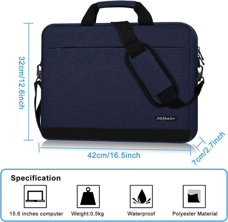 Alfheim Laptoptasche mit Schultergurt 15.6/16 Zoll Herren Damen Leichte Wasserdichte Weiche Computer