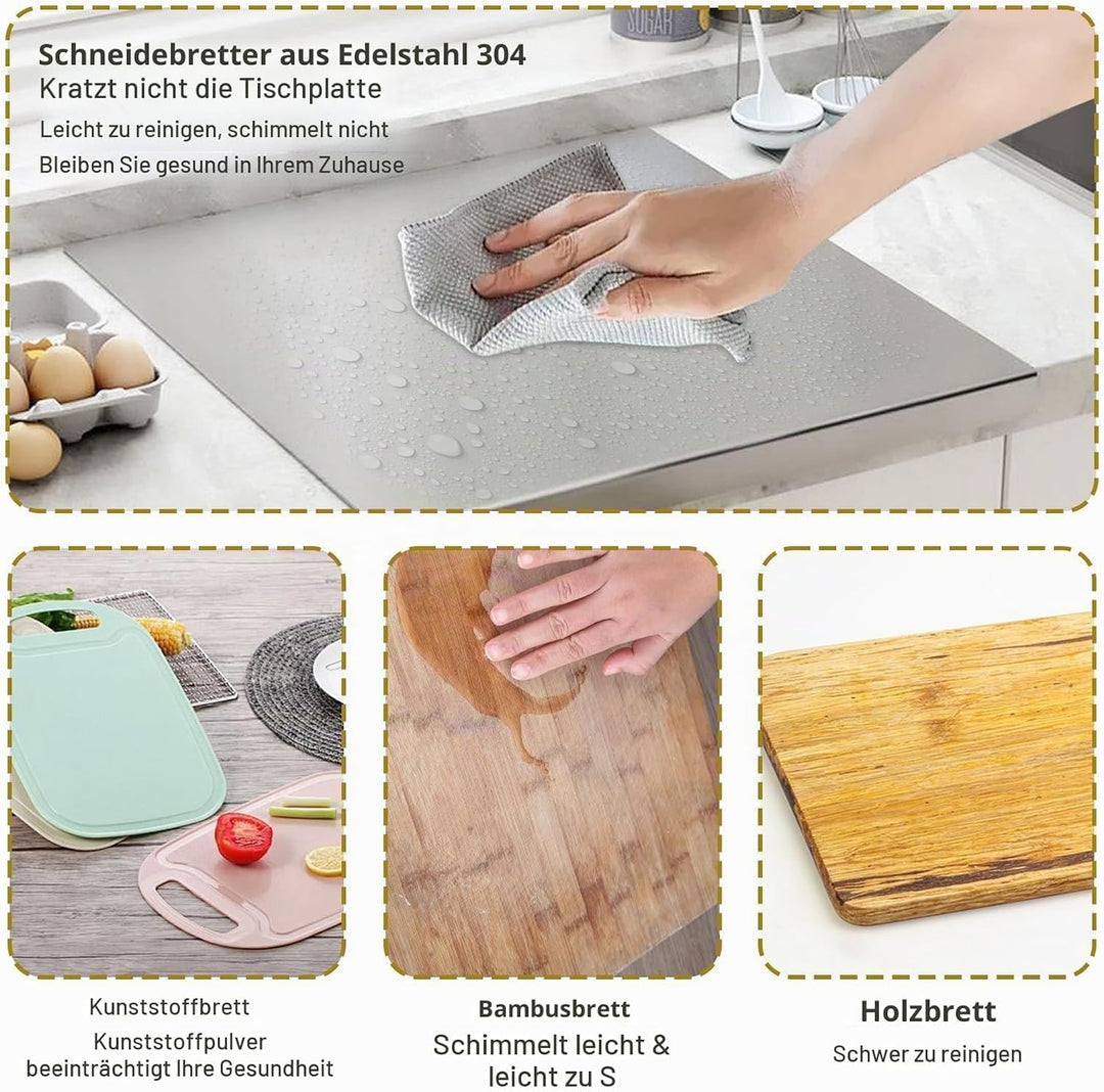 Edelstahl-Schneidebrett 30 x 40cm,Küche Schneidbrettchen,Schweres Schneidebrett zum Kochen, Backen B