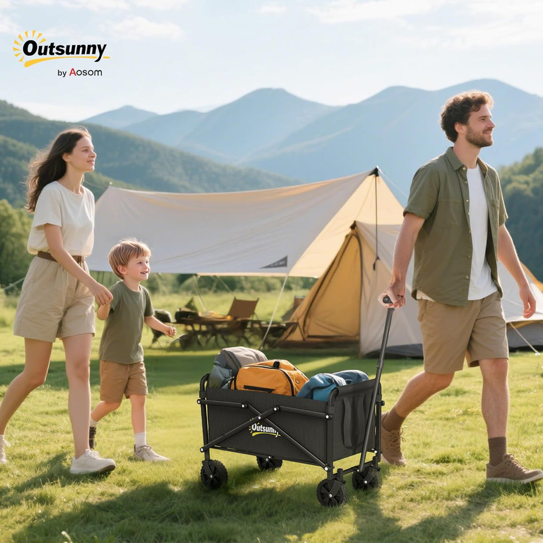 Outsunny Bollerwagen Faltbarer Handwagen 360° Gartenwagen Transportwagen mit verstellbarem Griff Str