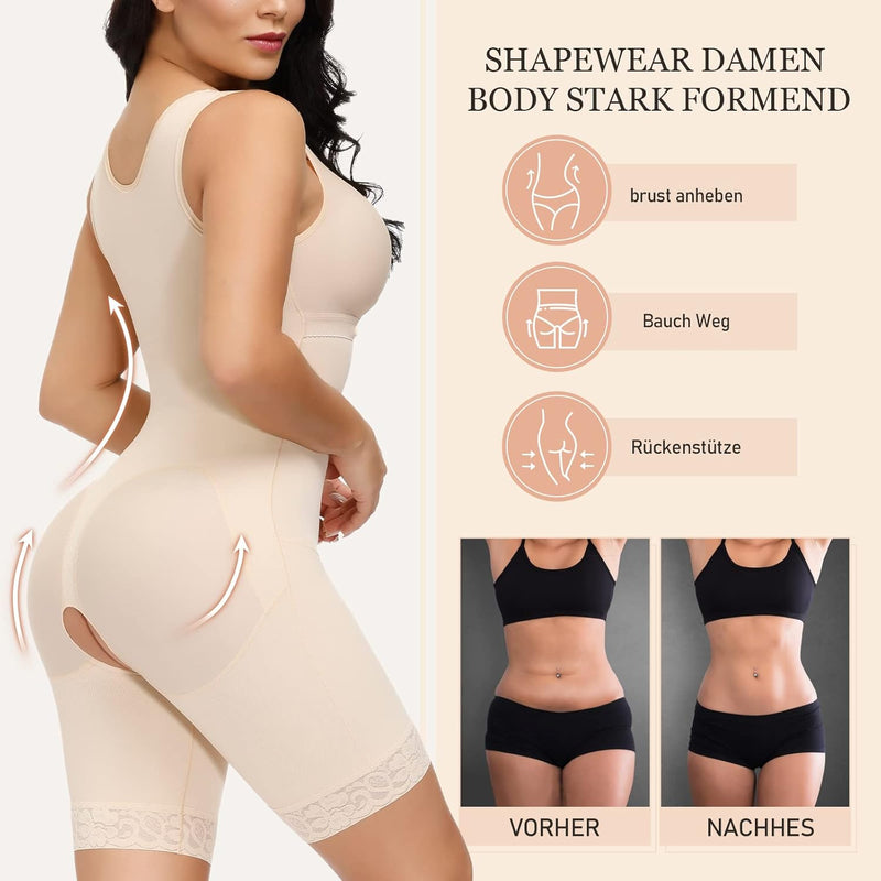 SHAPSHE Shapewear Damen Bauchweg Stark Formend Body Shaper Taillenformer Bodysuit Mieder Fajas Colom