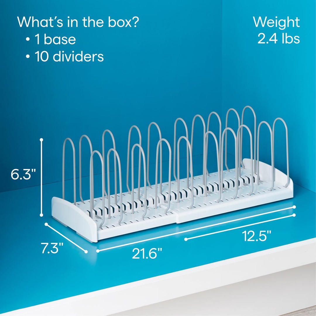 YouCopia StoreMore Erweiterbares Pfannen- und Deckelregal, 31,8 cm - 55,9 cm breit, verstellbarer Pf