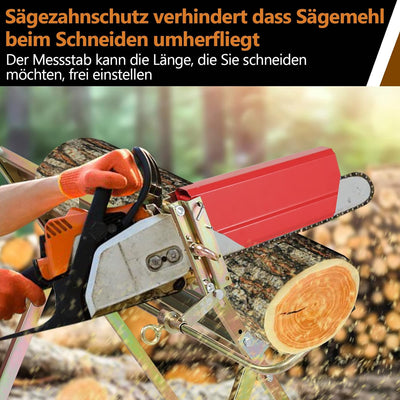 Vigevee Sägebock mit Kettensägen-Halterung, Kettenschutz, Messstab, Sägeständer klappbar bis 150 kg