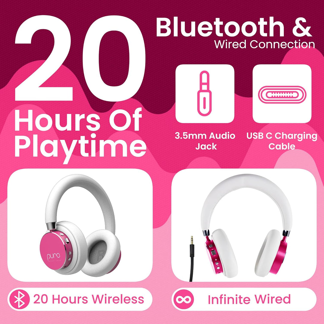 Puro Sound Labs BT2200-Plus Lautstärkebegrenzende Bluetooth-Kopfhörer für Kinder - Sicherere Kopfhör