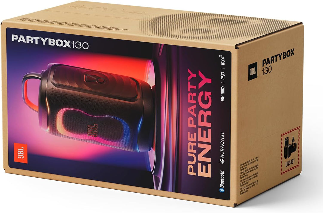 JBL PartyBox 130 Tragbarer Partylautsprecher mit kraftvollem JBL Sound, Bluetooth Lautsprecher mit d